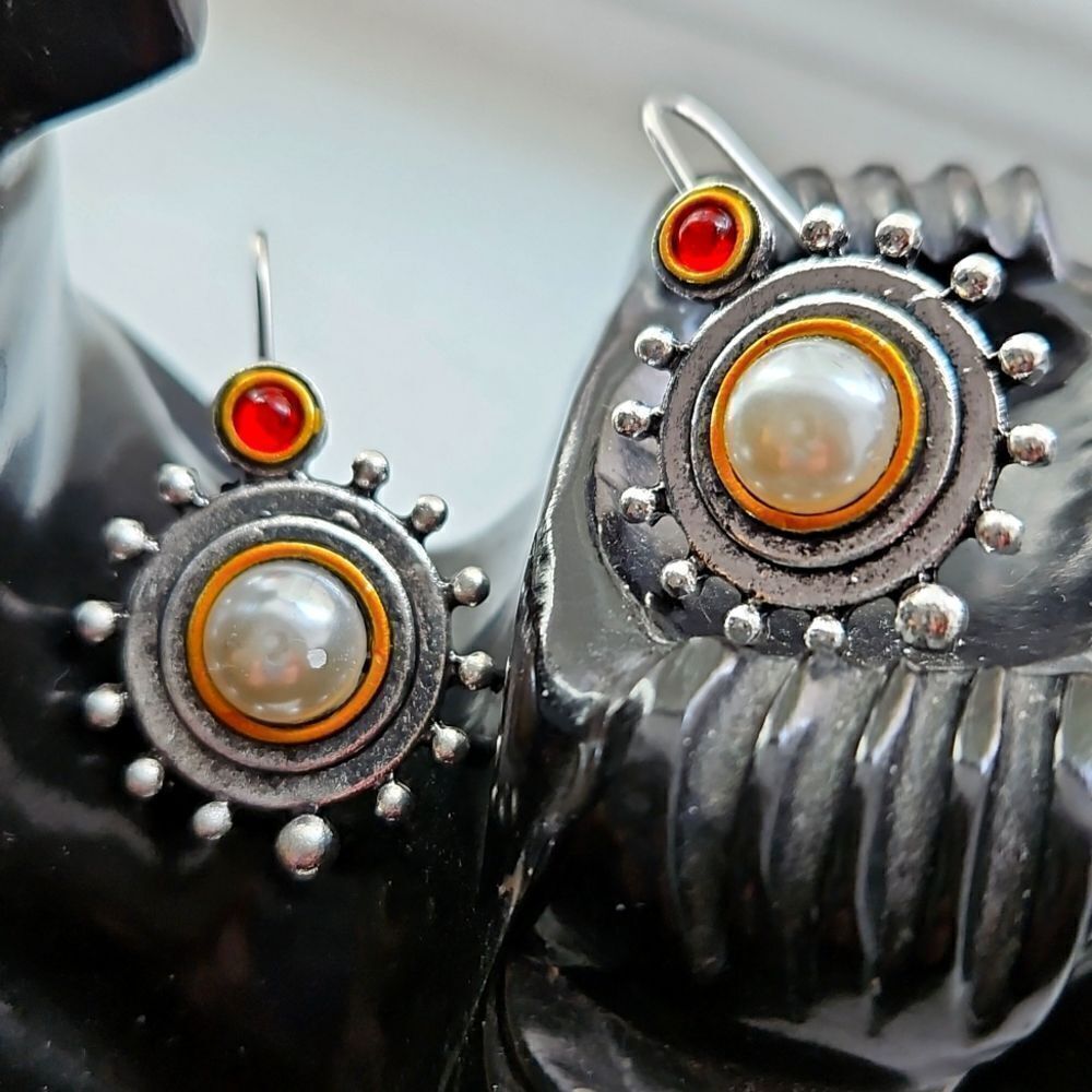 Elegant Silver and Faux Pearl Earrings